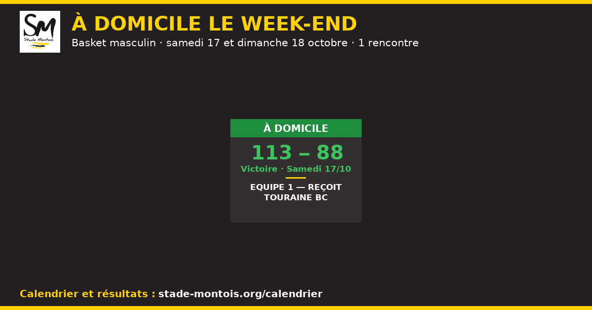Les rencontres à domicile du Stade Montois le week-end des 17 et 18 octobre — Basket masculin