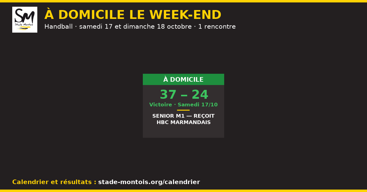 Les rencontres à domicile du Stade Montois le week-end des 17 et 18 octobre — Handball
