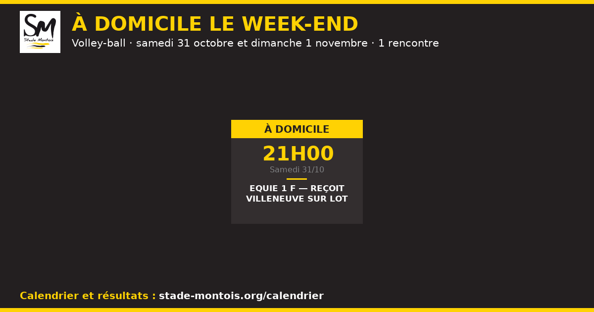 Les rencontres à domicile du Stade Montois le week-end des 31 et 1 novembre — Volley-ball