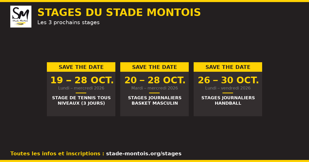 Save the date : les prochains stages du Stade Montois